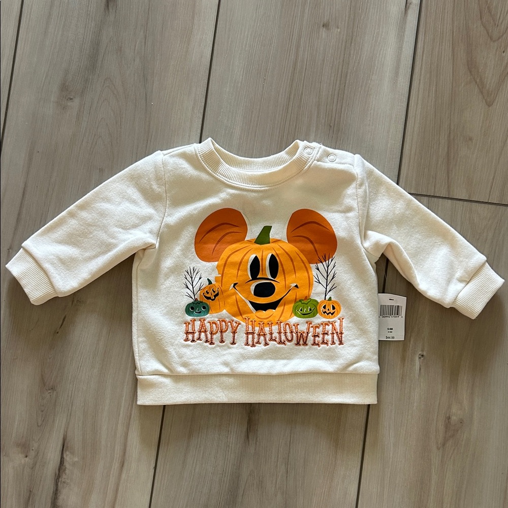 Disney Baby happy Halloween Pumpkin Sweatshirt NWT